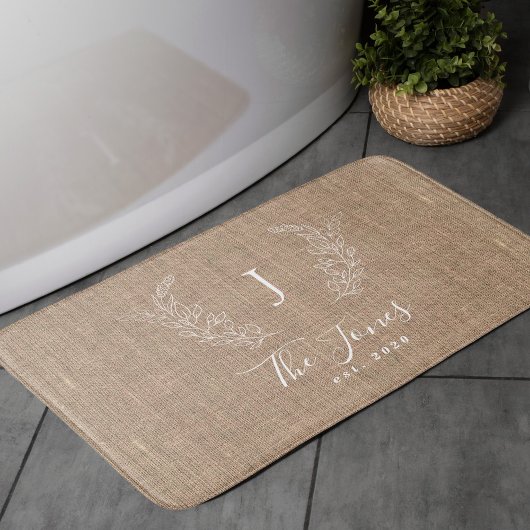 Tapis De Bain Élégante famille monogramme moderne ferme rustique