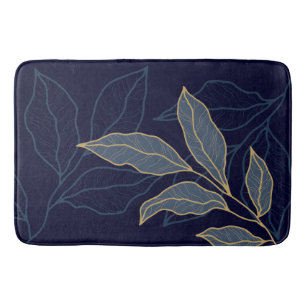 Tapis De Bain Elégante feuille d'or Blue Navy