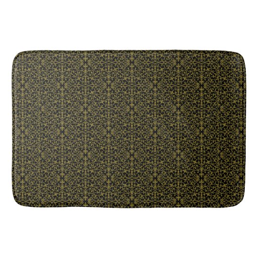 Tapis De Bain Élégante Filigree Noir & Or (Devant)