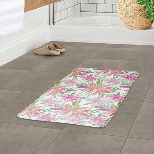 Tapis De Bain Elégante Fleurs D'Aquarelle Romantique À L'Ombre D