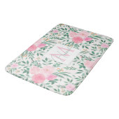 Tapis De Bain Elégante Fleurs Roses Blanches Aquarelle Florale (Angle)