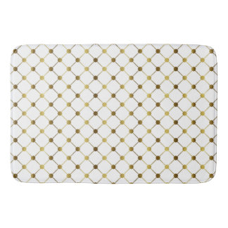 Tapis De Bain Élégante grille de points blanc et or