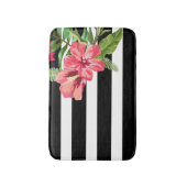 Tapis De Bain Elégante Grille Noire Et Blanche Avec Fleurs (Devant (Vertical))