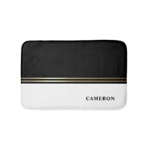 Tapis De Bain Élégante huile noire et blanche Personnalisée