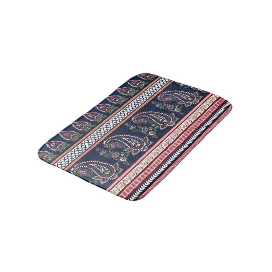 Tapis De Bain Elégante Marine Paisley : Conception des frontière (Angle)