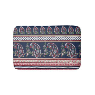 Tapis De Bain Elégante Marine Paisley : Conception des frontière