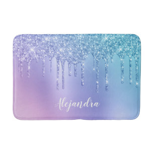 Tapis De Bain Elégante parties scintillant chick bleu & violet 