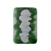 Tapis De Bain Elégante peinture d'orchidée tropicale blanche (Devant (Vertical))