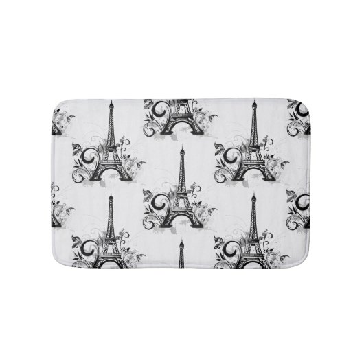 Tapis De Bain Elégante Tour Eiffel Paris Noir Blanc (Devant)