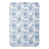 Tapis De Bain Élégantes pivoines gravées en bleu et blanc (devant Vertical)