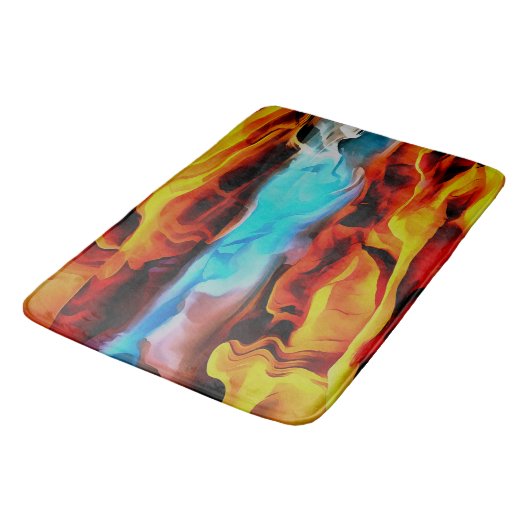 Tapis De Bain Eléments Chauds Et Froids Acrylique Verser Abstrai (Angle)
