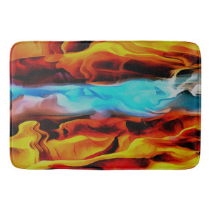 Tapis De Bain Eléments Chauds Et Froids Acrylique Verser Abstrai