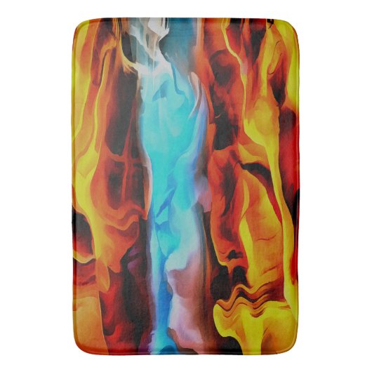 Tapis De Bain Eléments Chauds Et Froids Acrylique Verser Abstrai (devant Vertical)