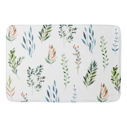 Tapis De Bain Éléments de congé d'aquarelle tendance (Devant)