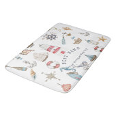Tapis De Bain Éléments nautiques à l'aquarelle Marin (Angle)