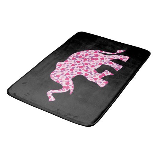 Tapis De Bain Eléphant composé de Coeurs roses (Angle)