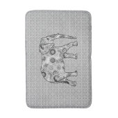 Tapis De Bain Eléphant fractal, gris, noir et blanc (Devant (Vertical))