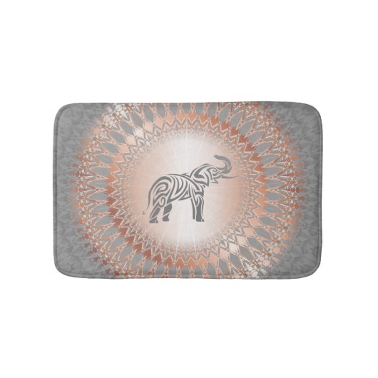 Tapis De Bain Éléphant Gris Mandala Or Rose (Devant)