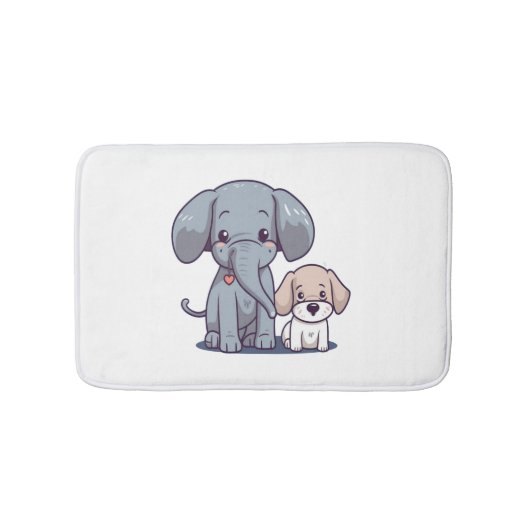 Tapis De Bain Eléphant mignon et chien (Devant)