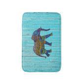 Tapis de bain éléphant mosaïque bohème turquoise (Devant (Vertical))