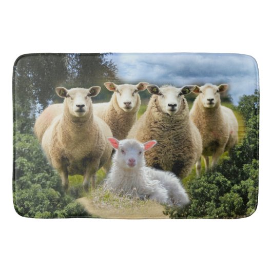 Tapis De Bain Élevage de moutons Herbe de moutons Bébé Agneau Fe (Devant)