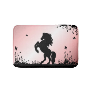 Tapis De Bain Élevage noir stallion rose