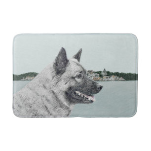 Tapis De Bain Elkhound norvégien à la peinture de village - Chie