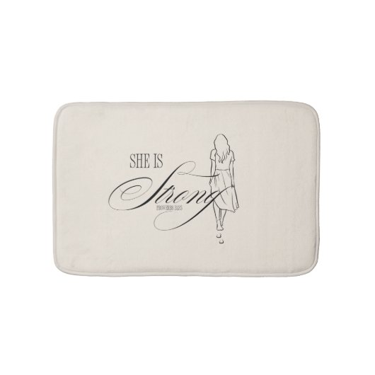 Tapis De Bain Elle est Proverbes forts 31:25 (Devant)