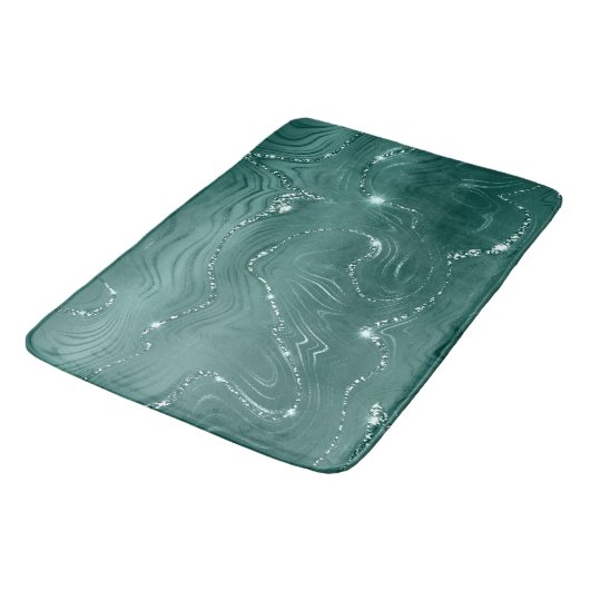 Tapis De Bain Emerald Green Glitzy Marble Christmas (Angle)