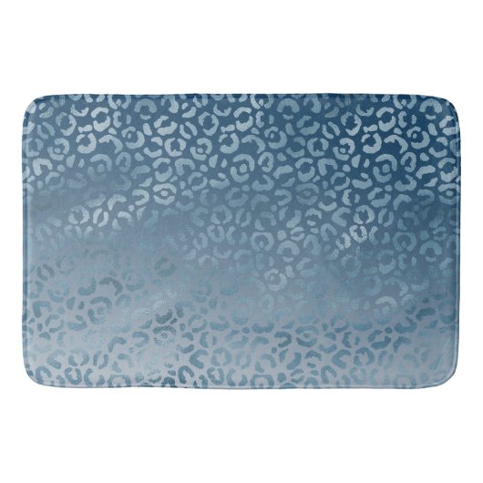 Tapis De Bain Empreinte de léopard Aqua Blue Navy Ombre (Devant)