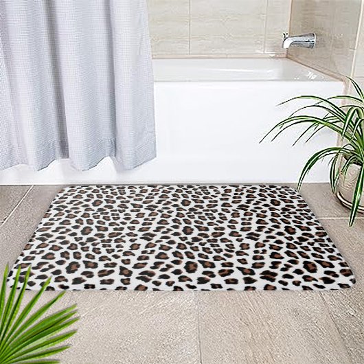 Tapis De Bain Empreinte de léopard blanc