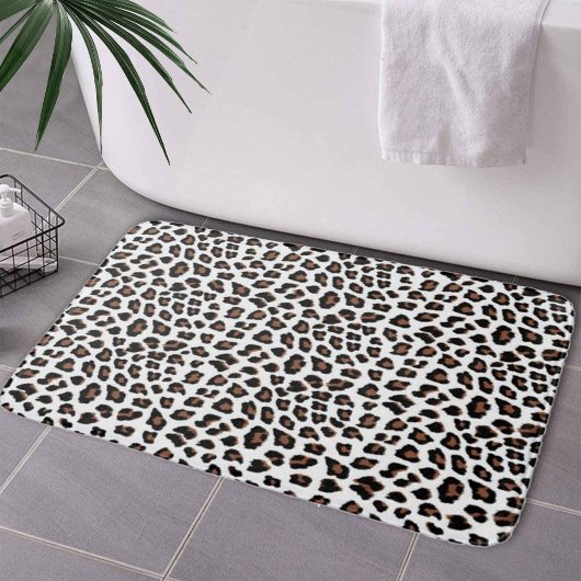 Tapis De Bain Empreinte de léopard blanc