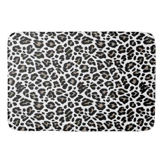 Tapis De Bain Empreinte de léopard blanc et noir (Devant)