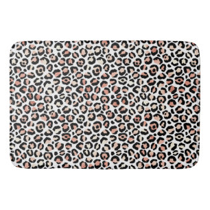 Tapis De Bain Empreinte de léopard blanc noir rose