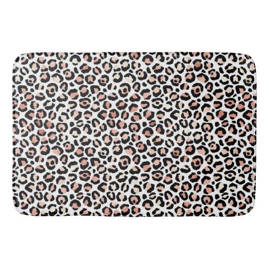 Tapis De Bain Empreinte de léopard blanc noir rose (Devant)