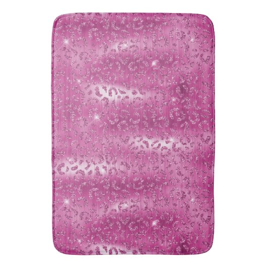Tapis De Bain Empreinte de léopard blanc rose (devant Vertical)