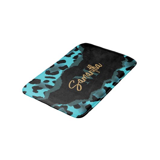 Tapis De Bain Empreinte de léopard bleu mignon (Angle)