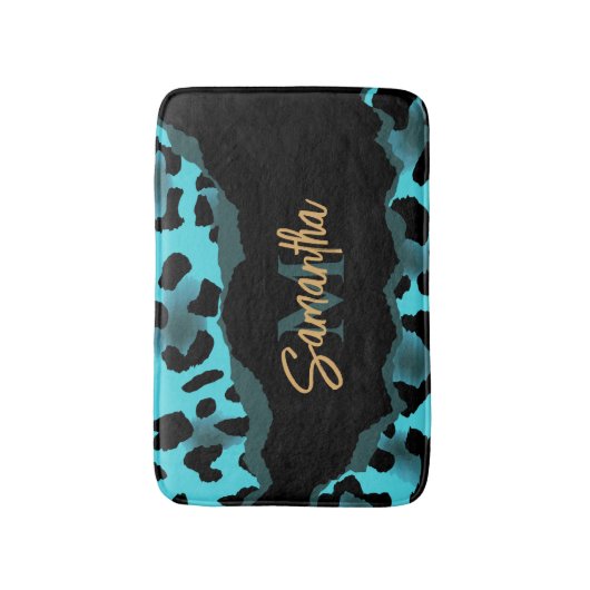 Tapis De Bain Empreinte de léopard bleu mignon (Devant (Vertical))