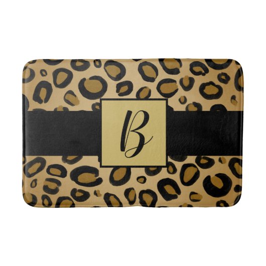 Tapis De Bain Empreinte de léopard Cheetah Peint Spots Or Beige (Devant)