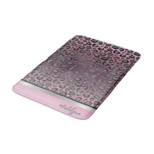 Tapis De Bain Empreinte de léopard de la Glitterie sur Hot Pink
