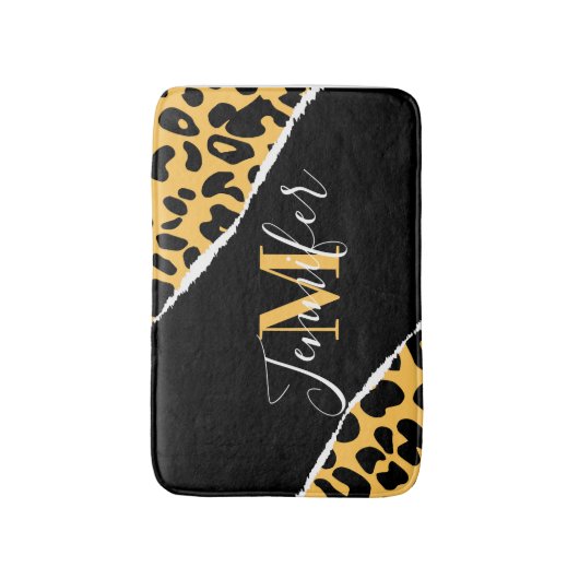 Tapis De Bain Empreinte de léopard d'or (Devant (Vertical))