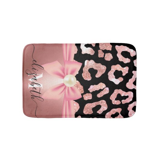 Tapis De Bain Empreinte de léopard et Bow (Devant)
