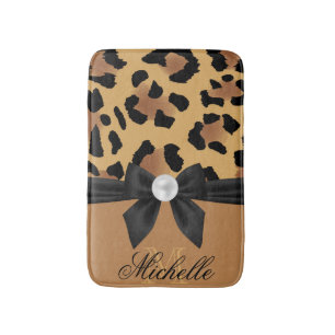 Tapis De Bain Empreinte de léopard et Bow
