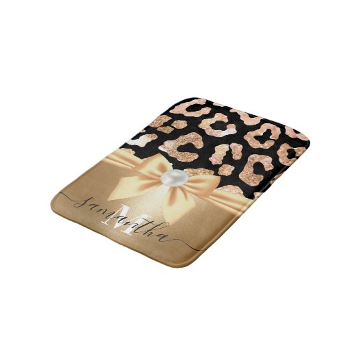 Tapis De Bain Empreinte de léopard et Bow (Angle)