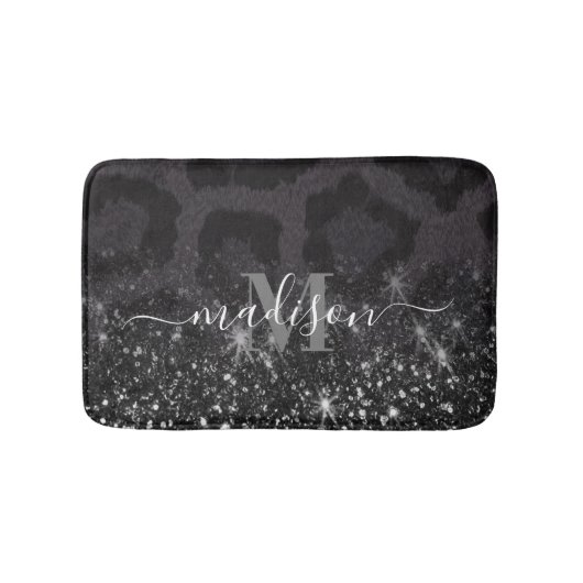 Tapis De Bain Empreinte de léopard et Parties scintillant (Devant)