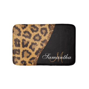 Tapis De Bain Empreinte de léopard fourrure et Parties scintilla