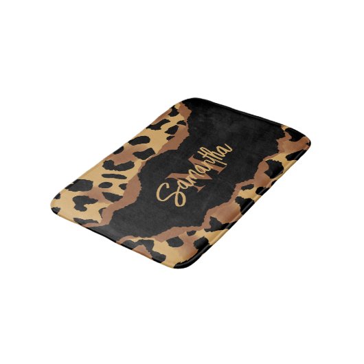 Tapis De Bain Empreinte de léopard Monogramme mignon (Angle)