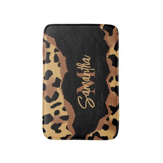 Tapis De Bain Empreinte de léopard Monogramme mignon (Devant (Vertical))