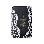 Tapis De Bain Empreinte de léopard noir et blanc (Devant (Vertical))