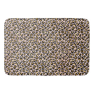 Tapis De Bain Empreinte de léopard noir rose pâle         